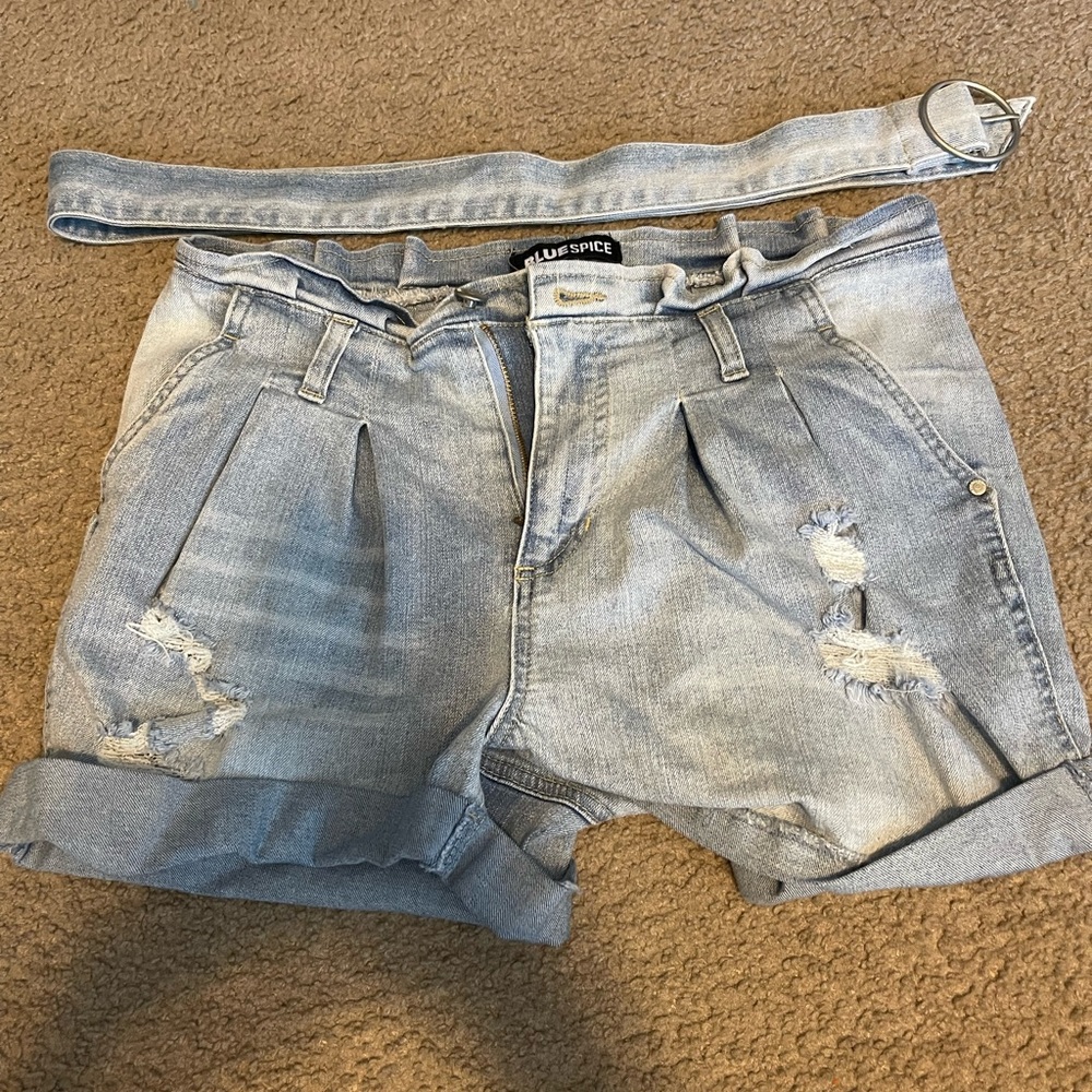 Blue Spice paper bag shorts